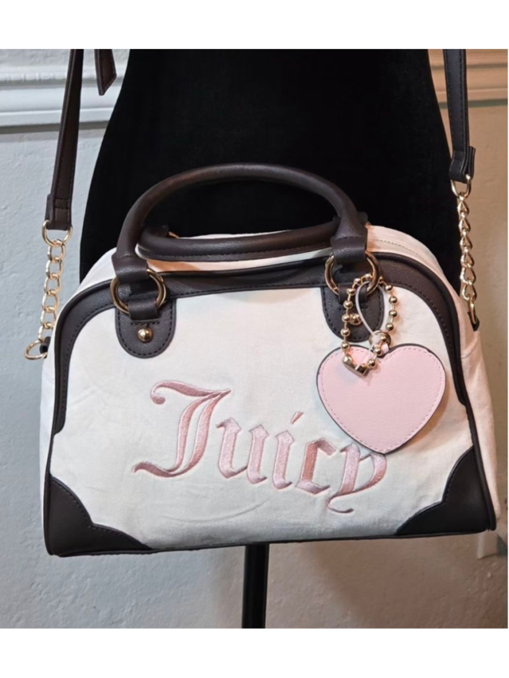 NWT Juicy Couture White & Brown Satchel One Size